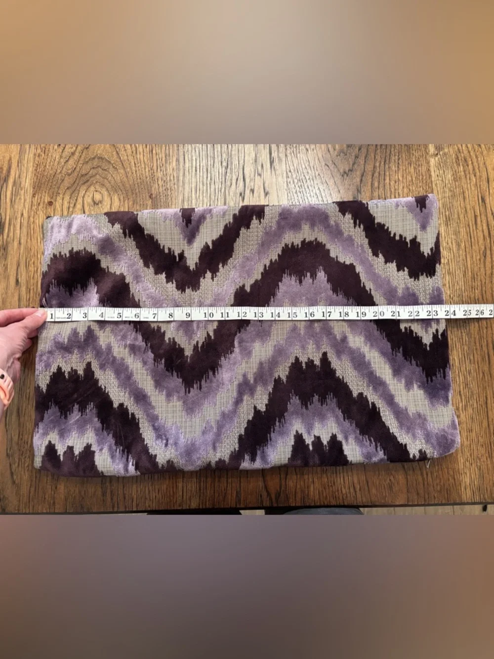 15x24 Purple Lavender Ikat Viscose Velvet Lumbar Pillow Cover Made in UK